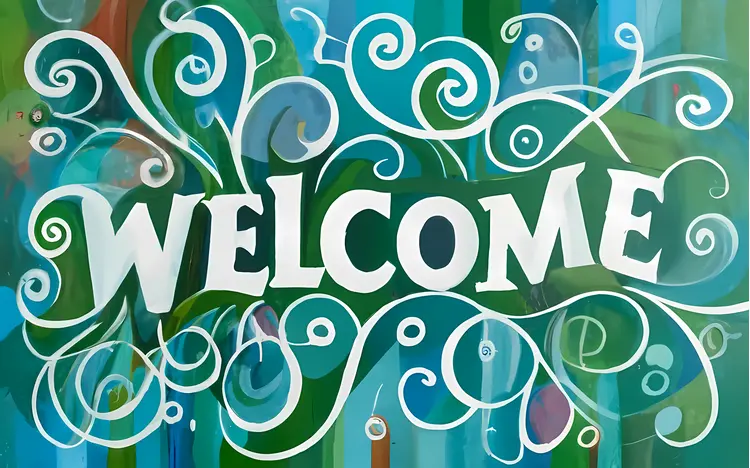 Decorative Welcome Sign with Swirls