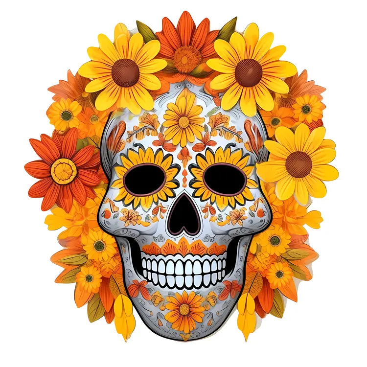 Colorful Floral Skull for Day of the Dead Celebration