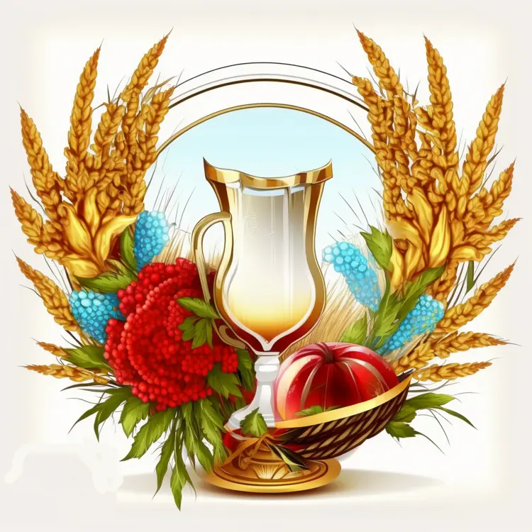 Harvest Festival Trophy with Wheat and Fruits