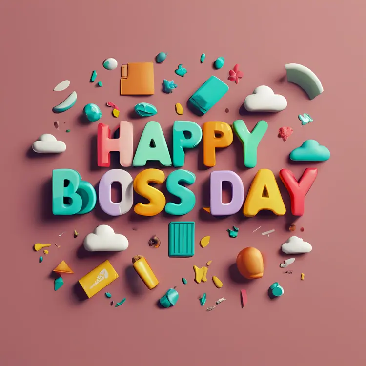 Happy Boss Day Colorful Text