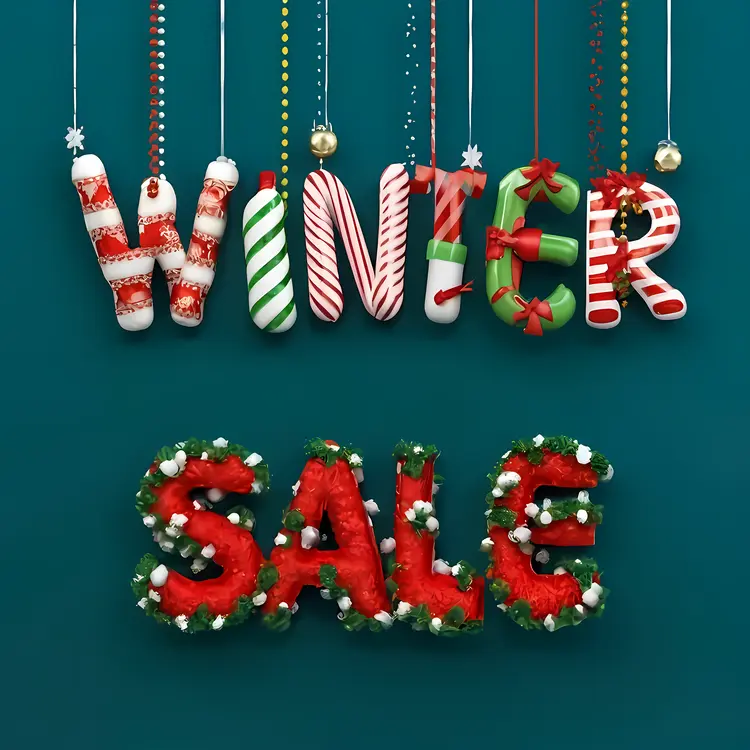 Winter Sale with Hanging Decorations