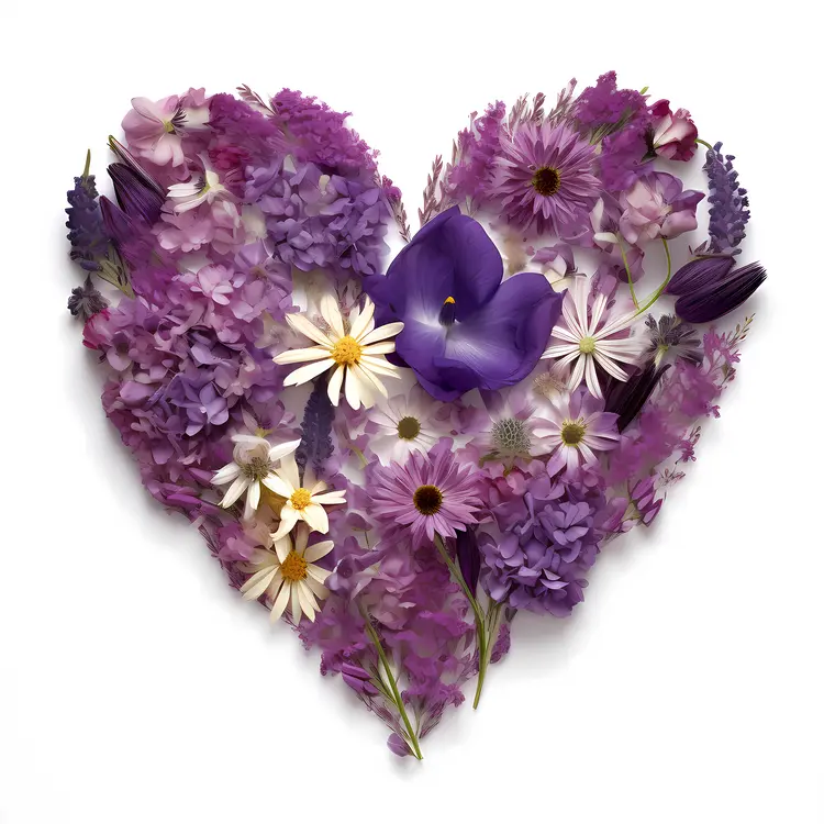 Beautiful Purple Flower Heart for Valentine's Day