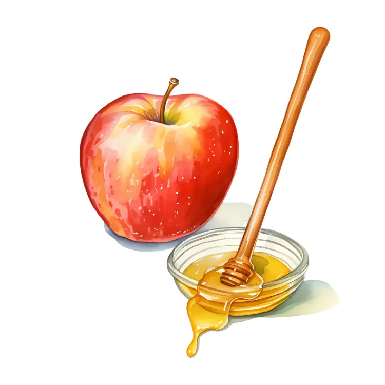 Red Apple and Honey with Dipper