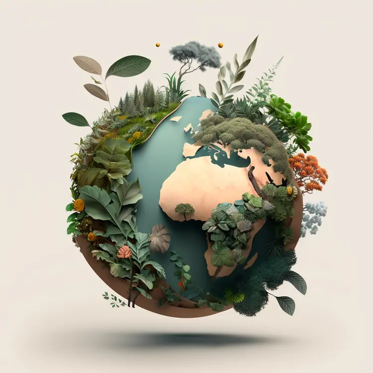 Artistic Representation of Earth with Nature Elements