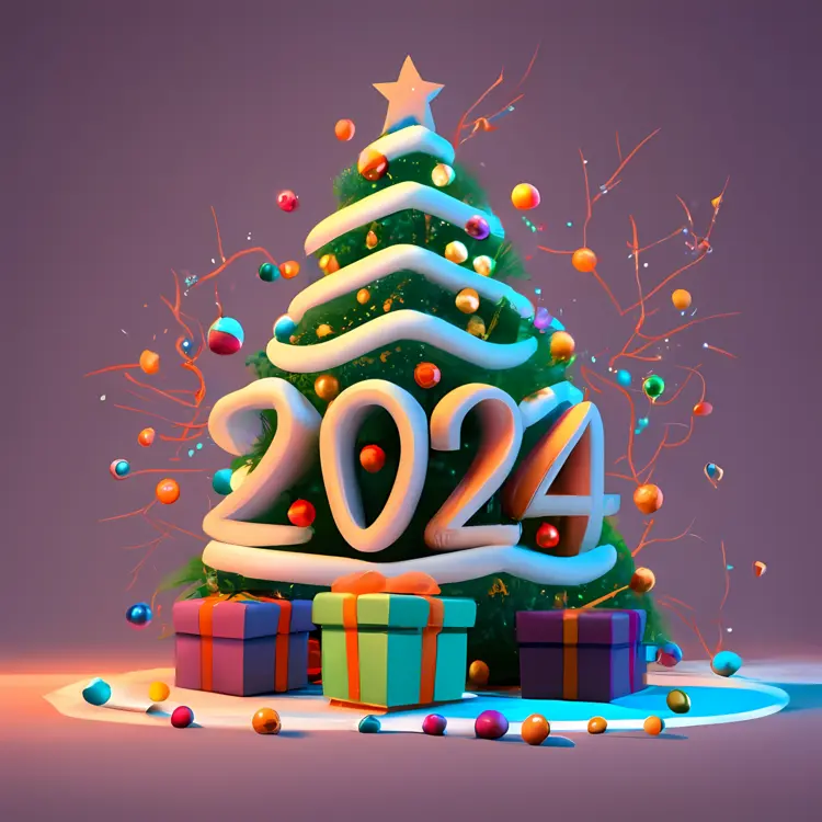 Christmas Tree with 2024 Decorations