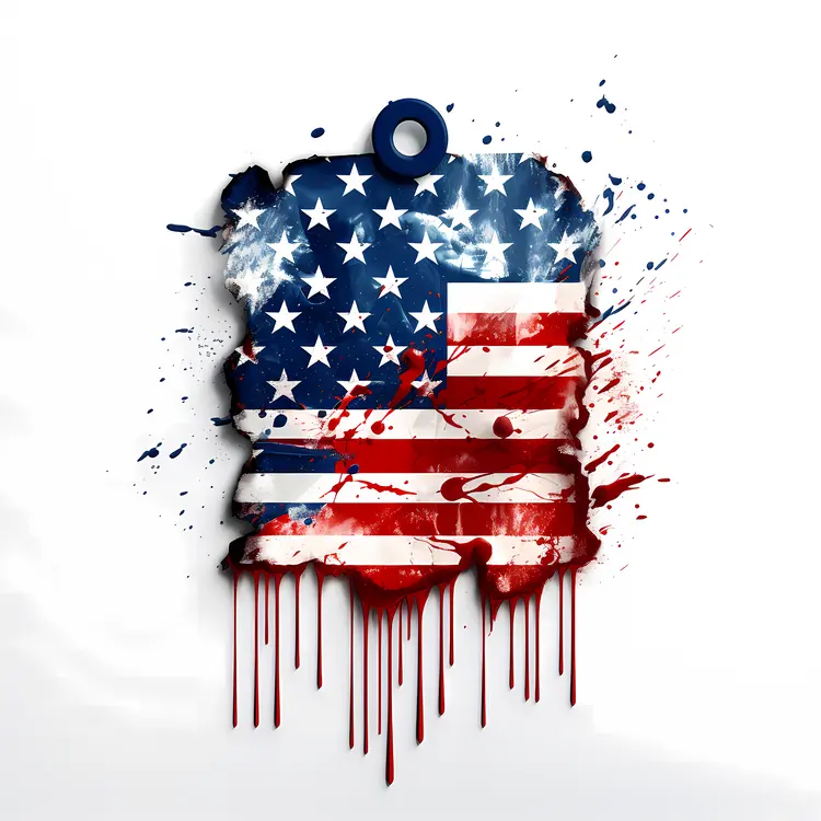 Splattered American Flag Tag
