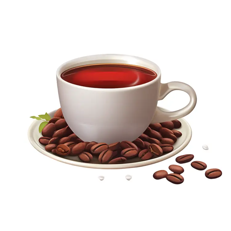 Coffee cup with beans on saucer