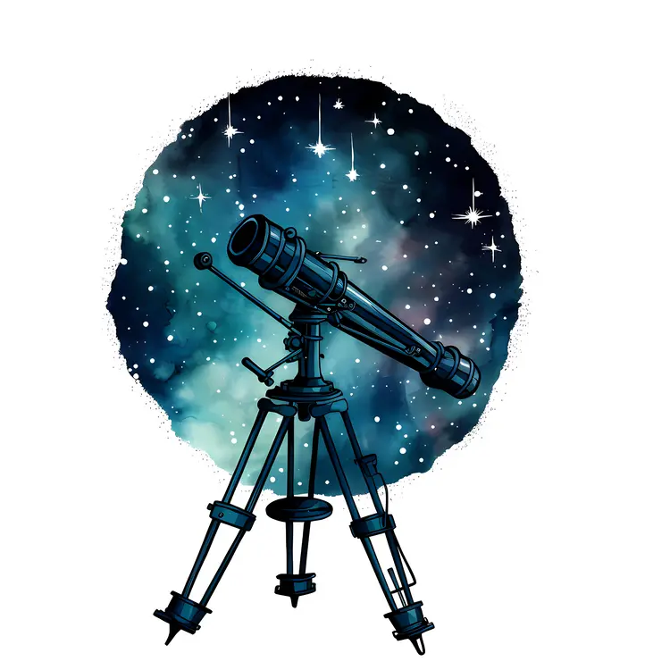 Telescope with Starry Night Background