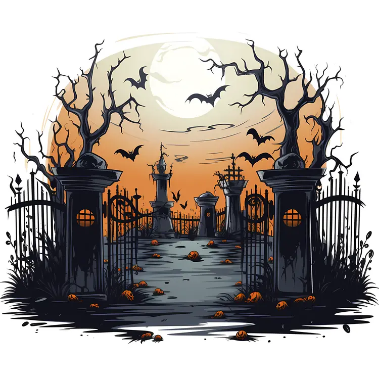 Haunted Pathway with Pumpkins