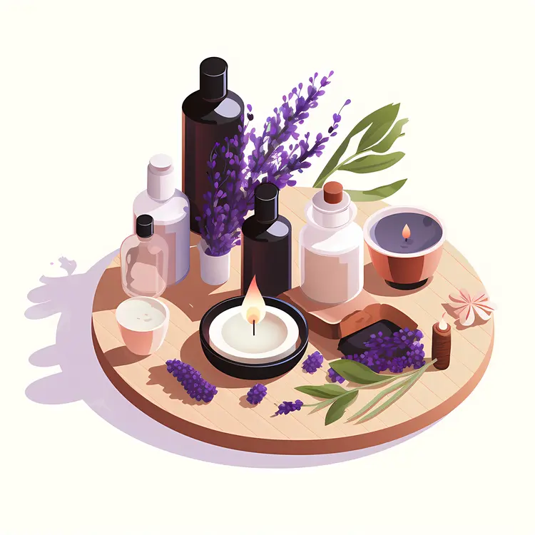 Spa Items with Lavender and Candles