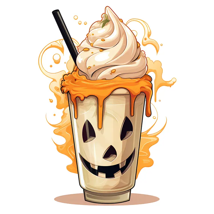 Pumpkin Face Milkshake with Orange Cream
