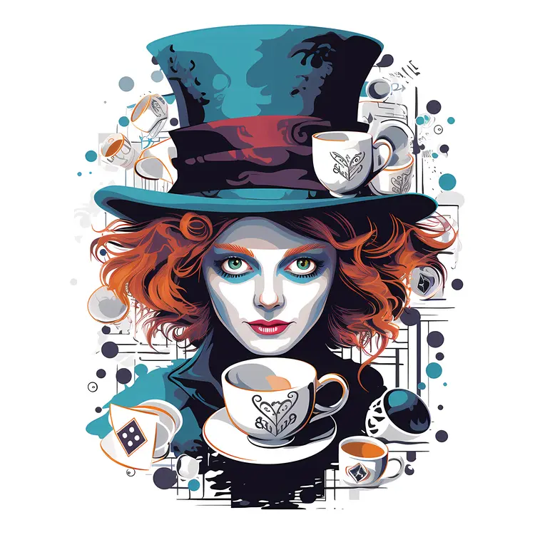 Mad Hatter with Tea Cups