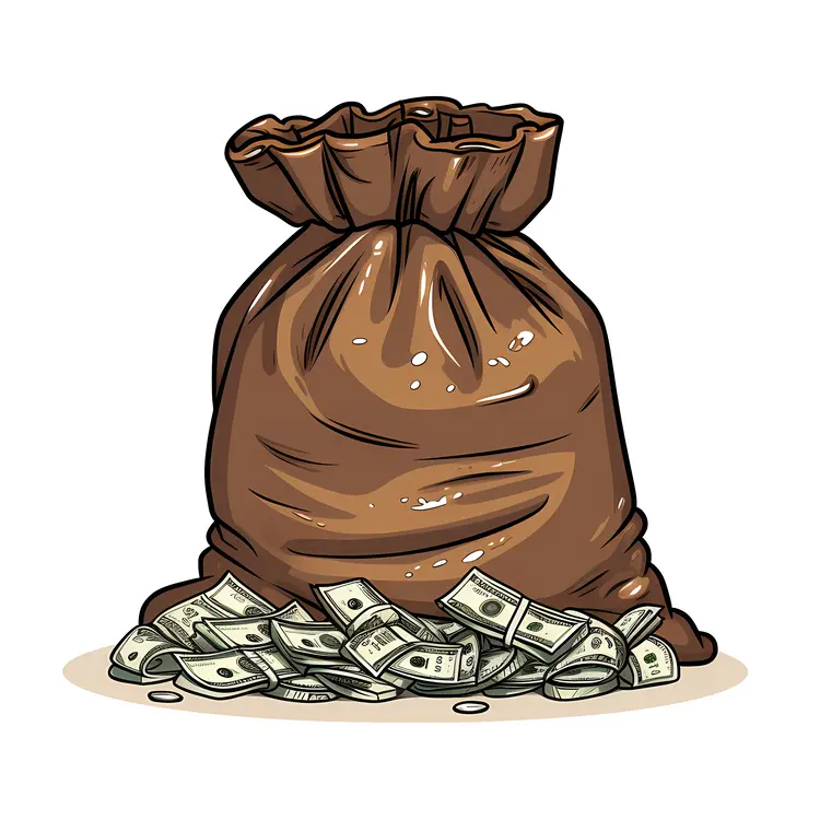 Brown Money Bag with Cash