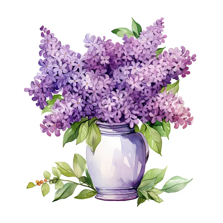 Beautiful Lilac Flowers in Purple Vase