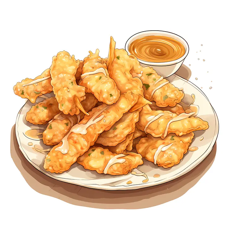 Golden Fried Food with Sauce