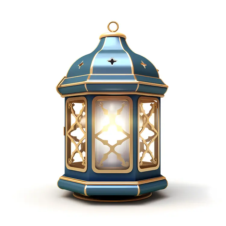 Blue and Gold Hanging Decorative Lantern
