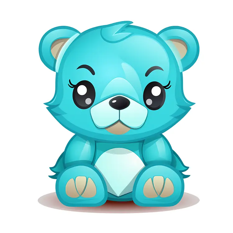 Adorable Blue Cartoon Teddy Bear