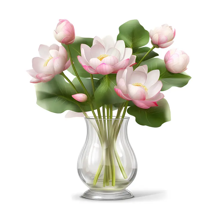 Beautiful Lotus Flowers in a Glass Vase