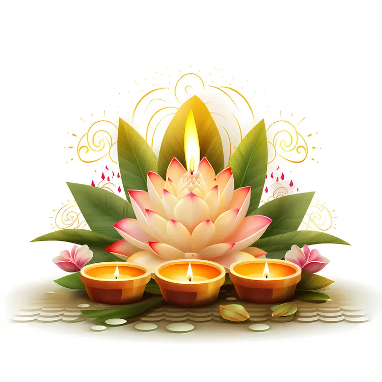 Lotus Flower with Candles and Light