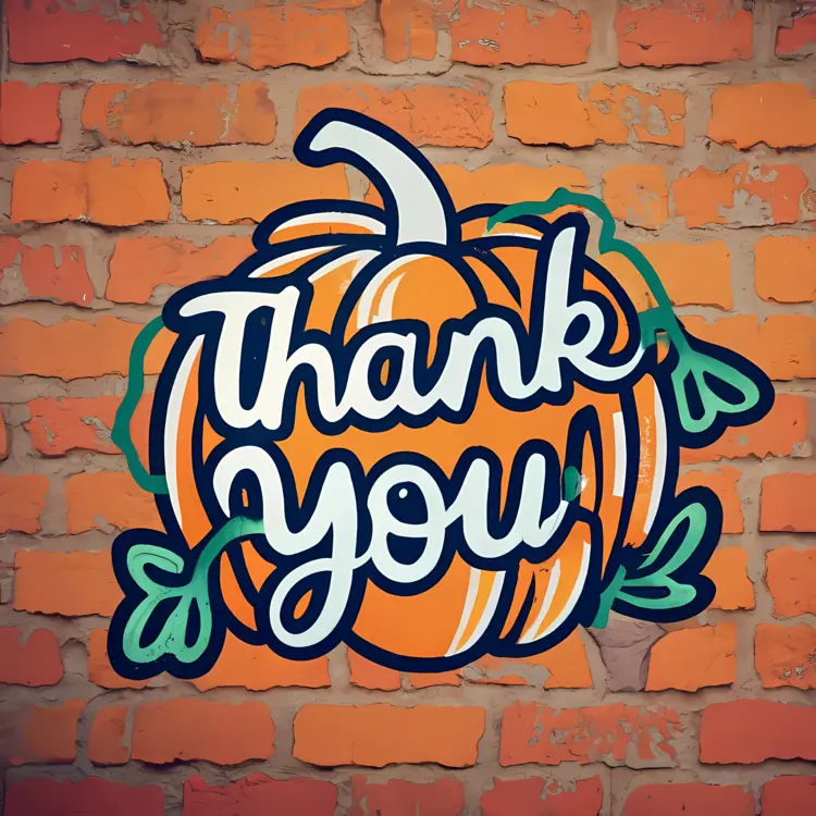 Thank You Pumpkin Graffiti on Brick Wall