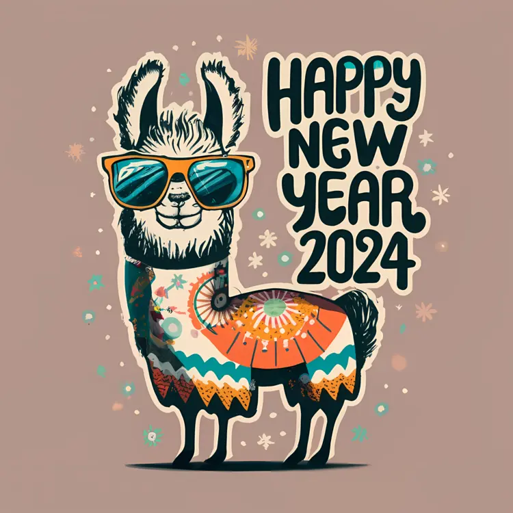 Cool Llama with Sunglasses for New Year 2024