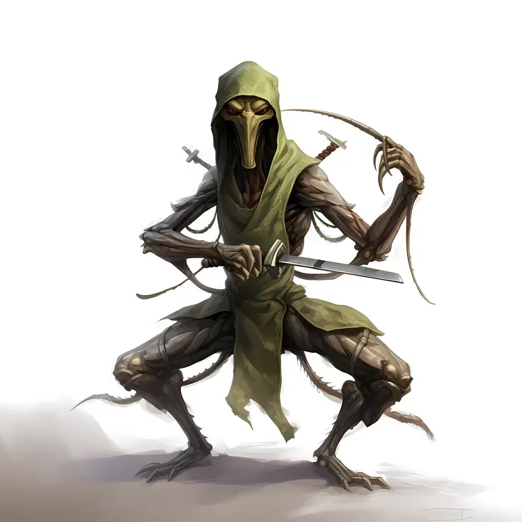 Hooded Fantasy Creature with Weapons