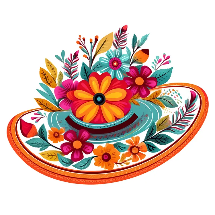 Colorful Floral Hat Illustration for Spring and Summer
