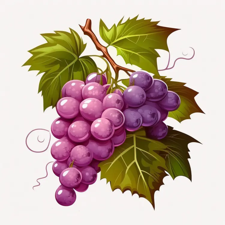 Fresh Purple Grapes with Green Leaves