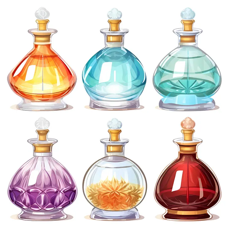 Colorful Perfume Bottles Collection