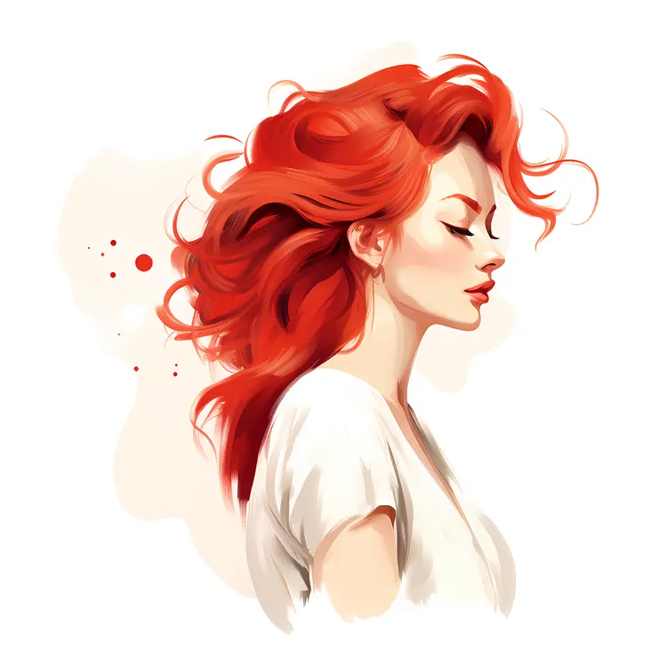 Serene Girl with Red Hair in Profile