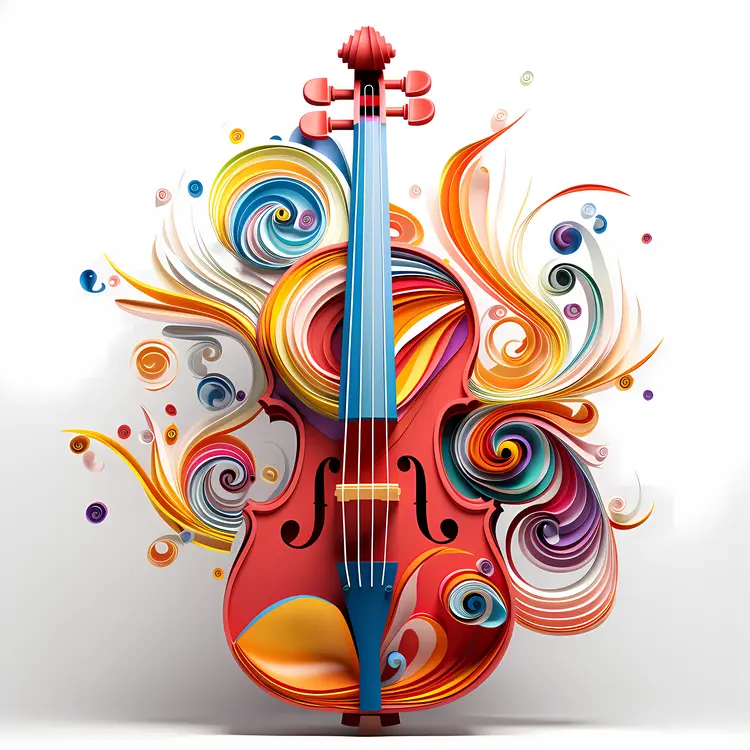 Red Violin with Swirling Colors