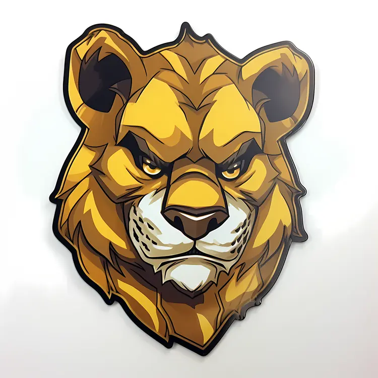 Fierce Lion Head Cartoon Illustration