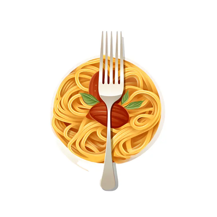 Spaghetti with Fork and Tomato