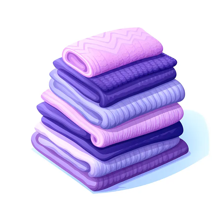 Neatly Folded Stack of Purple Clothes