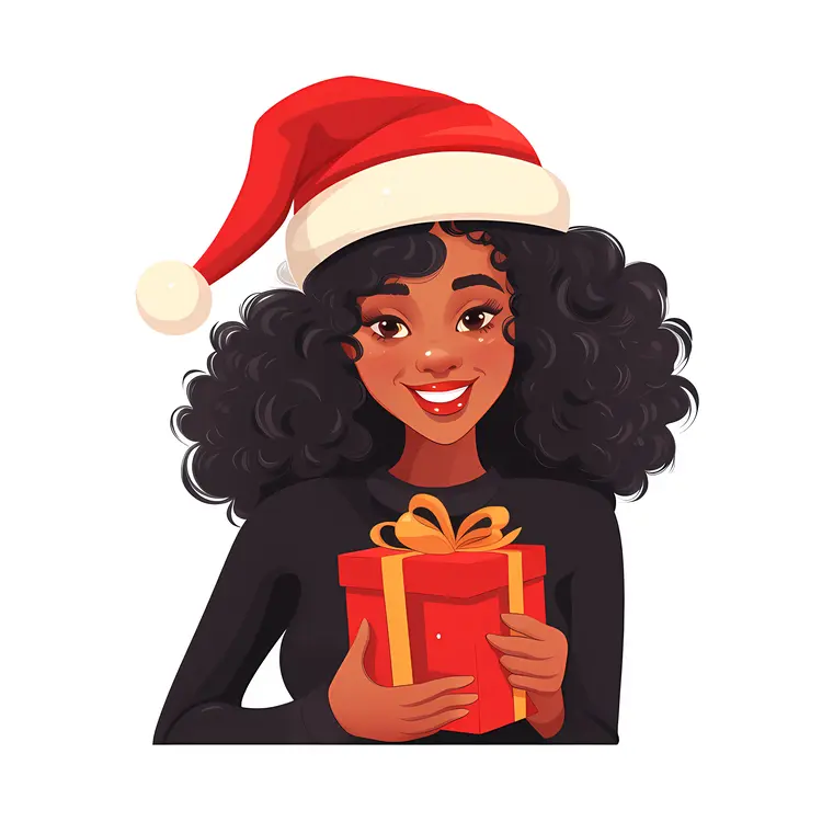 Santa Hat Girl with Gift