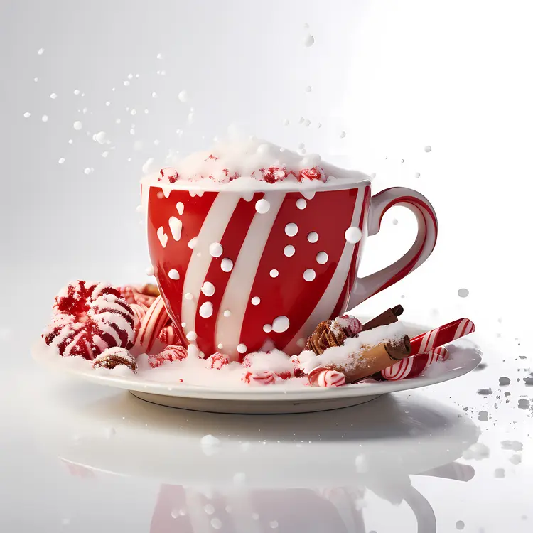 Steaming Hot Drink in Red Cup with Candy Cane