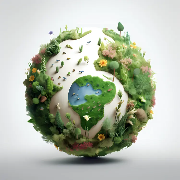 Green Earth with Nature and Flowers