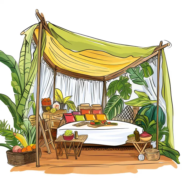 Cozy Canopy Bed in Tropical Setting