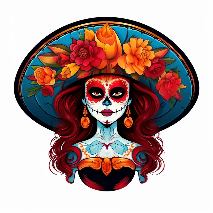 Colorful Sugar Skull for Day of the Dead Celebration