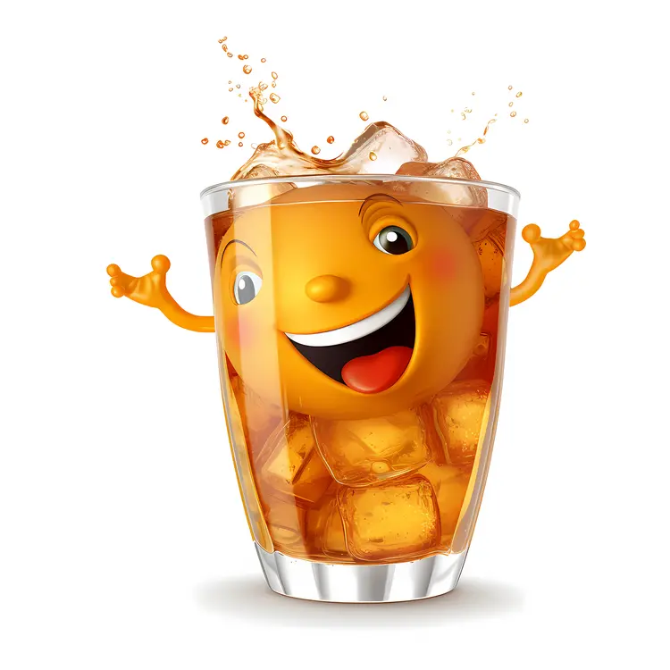 Orange Drink with Ice Cubes and Splash