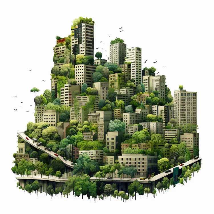 Floating City with Greenery