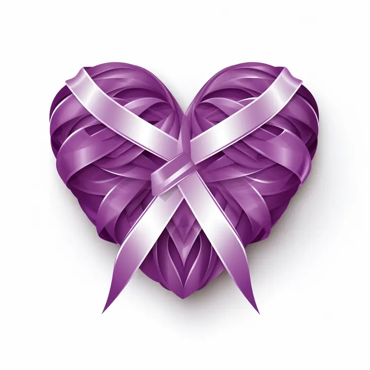 Purple Ribbon Heart for Valentine's Day