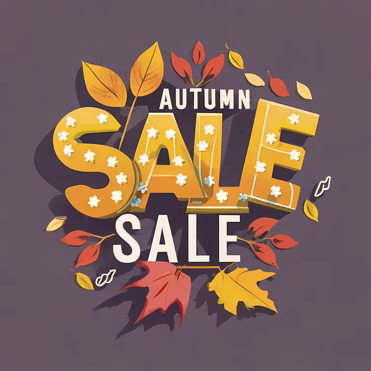 Autumn Sale with Leaves and Bold Text