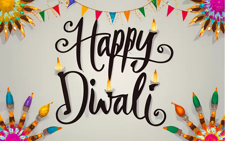 Happy Diwali with Colorful Decorations
