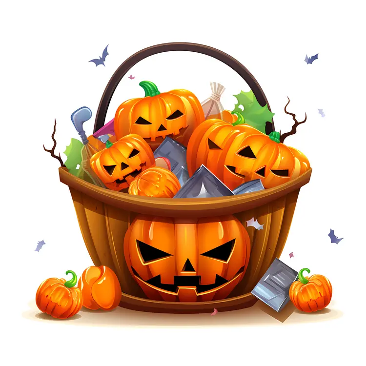 Halloween Pumpkin Basket with Jack-o'-lanterns