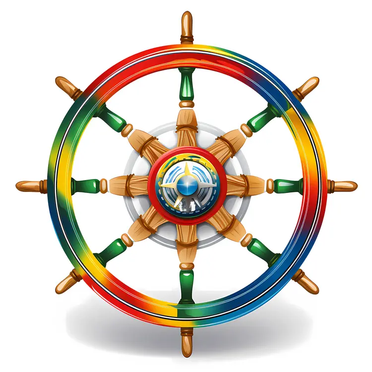 Colorful Ship Wheel Illustration