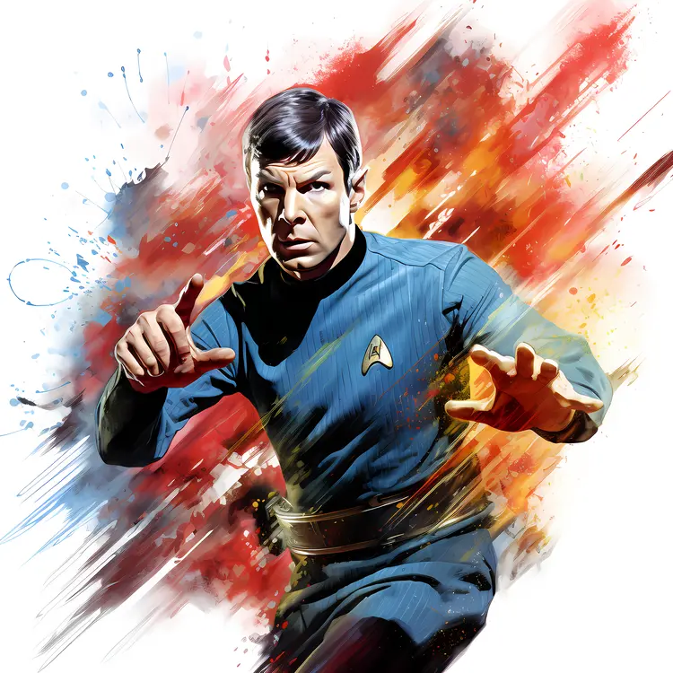 Sci-fi Character in Blue Uniform with Gesture