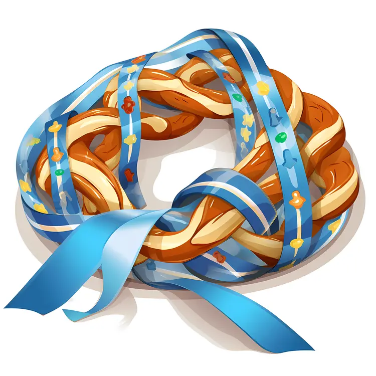Decorated Pretzel with Blue Ribbon for Oktoberfest Celebration