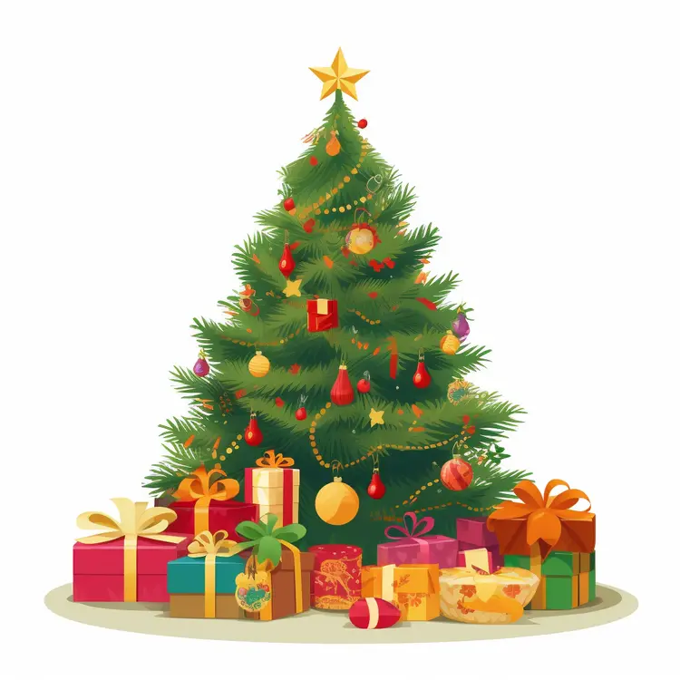 Decorated Christmas Tree with Gifts