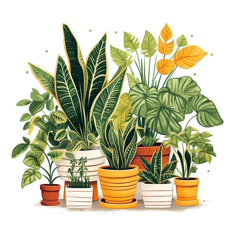 Green Plants in Various Pots